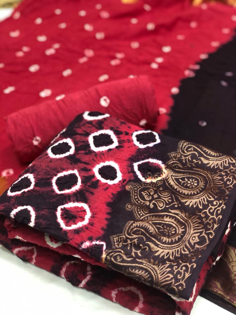 Satin Bandhej 1 Latest Printed Casual Wear Cotton Dress Materiel Collection